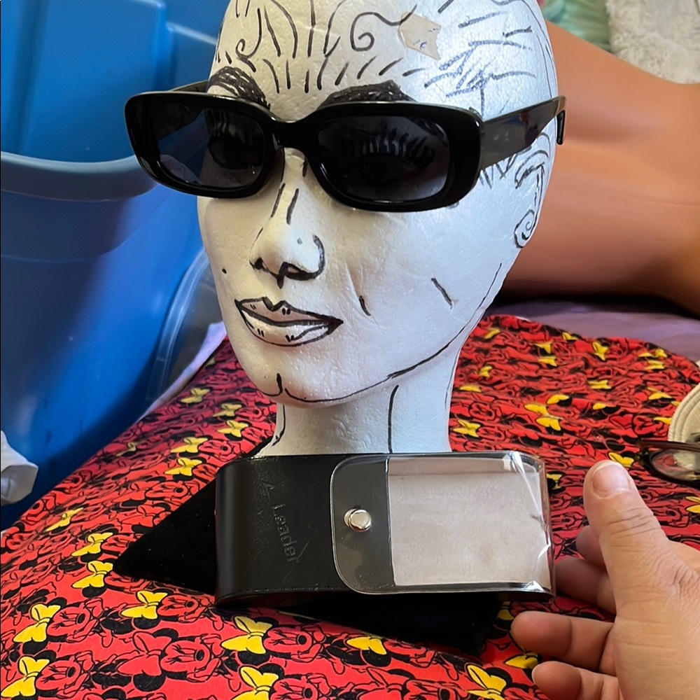 Black Rectangular Wrap-Around Glasses - image 4